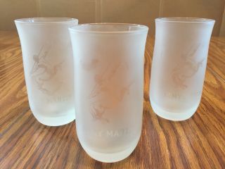 3 Remy Martin Fine Champagne Cognac Frosted Glasses 4 1/2 " Tall Bar Ware