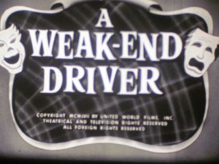 16 Mm B & W Sound 529 A Weekend Driver Larry Semon Castle Films 1925 / 1957