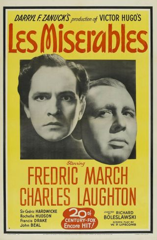 Les Miserables (1935) - - 16mm B/w Feature Film - - Fredric March,  Charles Laughton