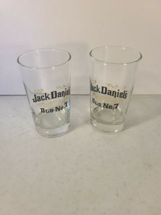 Set Of 2 Jack Daniels Old No.  7 Black & Gold Letters Highball Glasses - 6oz