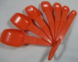 Vintage Tupperware Measuring Spoons Burnt Orange Complete Set