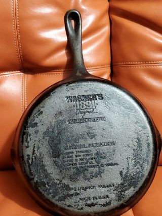 Wagner Ware 1891 Cast Iron 10.  5” Frying Pan Skillet - Made In Usa