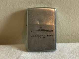 Vintage Zippo Uss Newport News Ca 148 Military Navy Lighter - Pat.  2517191