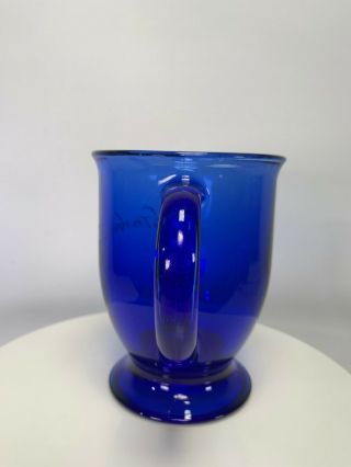 Starbucks Anchor Hocking Cobalt Blue Glass Coffee Cup Footed Mug USA Etched Logo 3