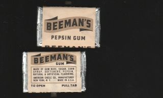 Tab Advertising Chewing Gum Stick With Wrapper - - Adams Beeman Beemans 1950s