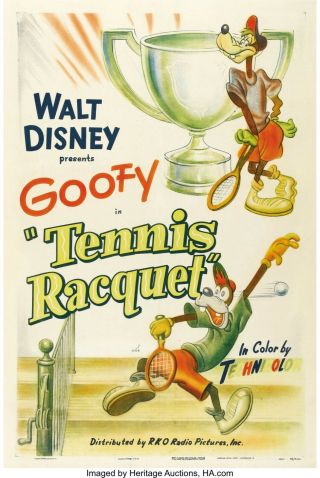 16mm Walt Disney Cartoon Tennis Racquet Goofy 1949 Ib Tech Near