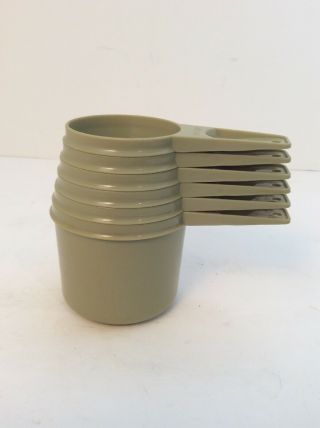 Complete Set Of 6 Vintage Tupperware Avocado Green Nesting Measuring Cups