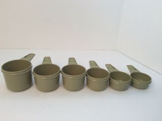 Complete Set of 6 Vintage Tupperware Avocado Green Nesting Measuring Cups 2