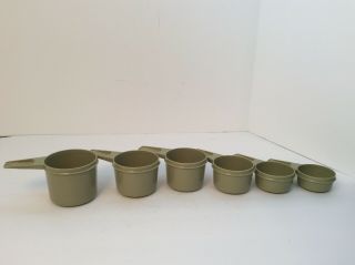 Complete Set of 6 Vintage Tupperware Avocado Green Nesting Measuring Cups 3