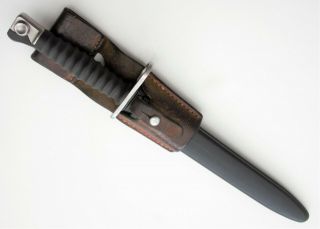 SWISS ARMY STGW 57 BAYONET WITH SCABBARD AND LEATHER FROG 3
