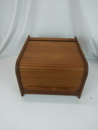 Vintage Wood Roll Top Recipe Box.  Large