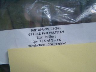 CRYE PRECISION G3 Field Combat Pants,  Multicam,  Size 34 