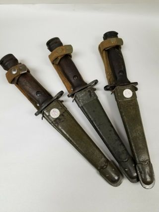 Rare Italian Army M1 Carbine Bayonet With Wood Handle And Leather Scabbard