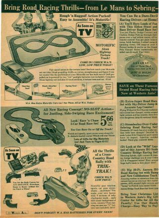 1966 PAPER AD 2 PG Toy Strombecker Sebring Car Road Race Marx Sky Driver Aurora 2