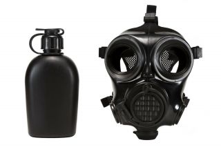 Mira Safety Cm - 7m Military Police Cbrn Gas Mask W/ Canteen Med 40mm &