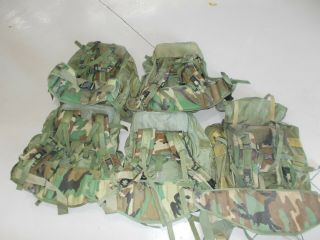 5 Total MILITARY ISSUED BACKPACKS,  US Army,  aluminum frame,  nylon 3