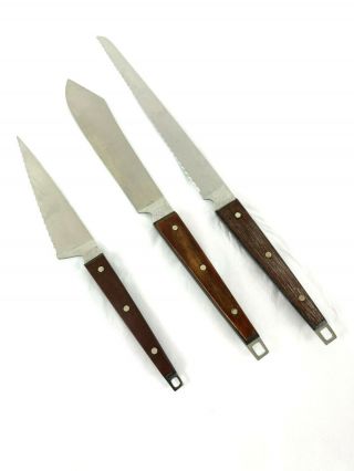 Ekco Classic Flint Knife Set 3 Knives Mid Century Modern Stainless Steel Usa