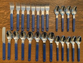Oneida Northland Colormate Navy Blue Stainless Flatware 26 Pc