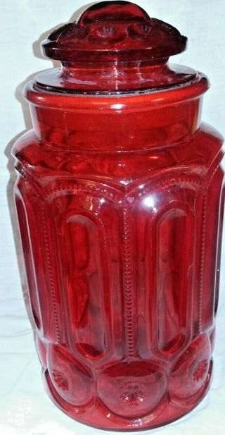 Vtg L.  E.  Smith Moon And Stars Red Canister - Cookie Jar 11 - 1/4 " Tall - A Beauty