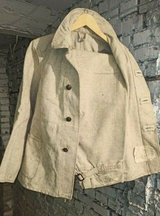 Vintage Russian Soviet Military Ww2 Tarpaulin Suit Canvas Jacket With Pants 48 - 2