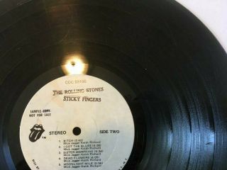 Rolling Stones Vinyl Lp Sticky Fingers White Label Promo Wlp