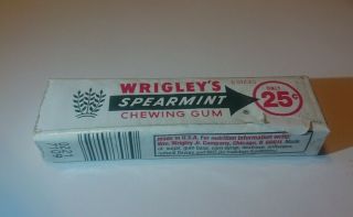 Vintage 1960s Pack Of Spearmint Wrigleys Chewing Gum