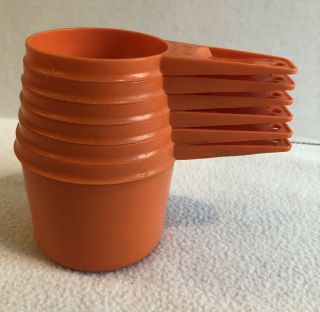 Vintage Tupperware Measuring Cups Orange Complete Set Of 6 Nesting Usa