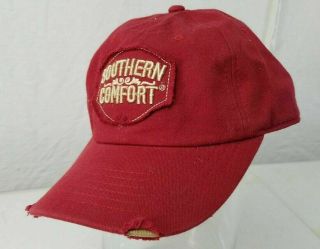 Southern Comfort Whiskey Patch Distressed Truckers Maroon Hat Baseball Cap