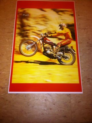 Vintage Puch Motorcycle Dirtbike Advertisement Poster Man Cave Gift Art Decor