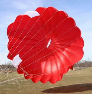 23ft Steerable Round Reserve Parachute Canopy - Red -