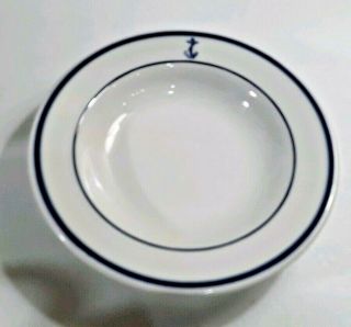 Vintage Shenango Restaurant Ware 7 " White Navy Anchor Dessert Bowl Made In Usa