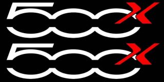 2 X Logos Pour Fiat 500x 500 X Couleur Blanc / Rouge Autocollant Sticker Cb118