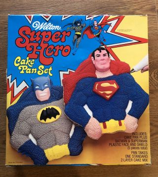 100 Complete 1977 Wilton Superhero Cake Pan Box Batman Superman