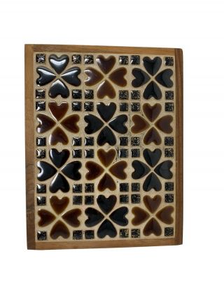 Vintage Mosaic Heart Shaped Tiles Trivet Hot Plate Mid Century