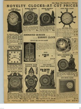 1938 Paper Ad Ingraham Alarm Clock Happy Days Animation Cartoon Gnome Clown