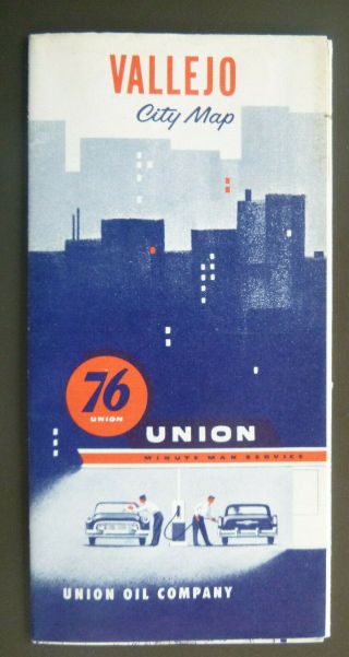 1955 Vallejo Street Road Map Union 76 Oil Gas California Pre Interstate