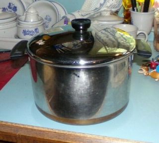Revere Ware,  4 1/2 Qt. ,  Stainless Steel,  Stock Pot,  W/ Lid,  Copper Style Bottom,  Gc