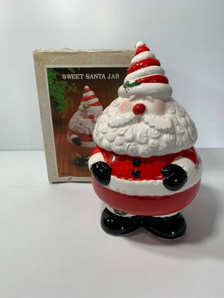Vintage Ceramic Santa Claus Cookie Jar Christmas Decor 54 - 379