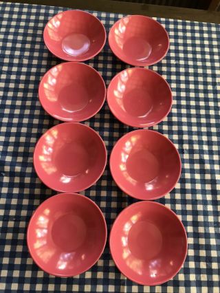 Vintage Pink Melamine Melmac Bowls Set 8 Berry Fruit Retro Mid Century 5 "