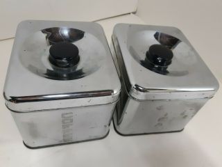 1960 ' s Vintage Lincoln Beauty Ware 2 piece Chrome Canister Set Mid Century Metal 2
