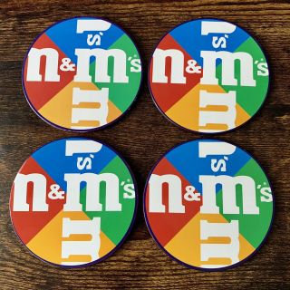 Vintage 1990s M&m Drink Coasters Rare - Set Of 4 - Candy Mars Bar Collectible