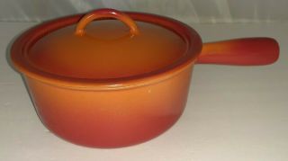 Descoware Flame Orange Cast Iron Enamelware Saucepan 7c 16 N Belgium Fe