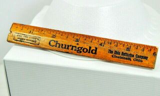 Vintage 6 Inch Wooden Ruler W/ Advertising Churrigold Butterine Cincinnati Ohio