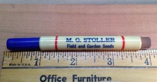 Vintage M.  G.  Stoller Field Garden Seeds Bullet Pencil Paulding Ohio Invp0703