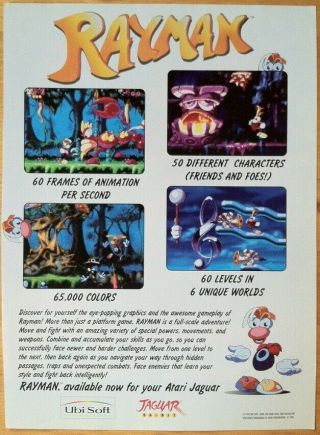 Rayman Poster Ad Print Atari Jaguar Retro