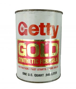 Vintage Getty Gold Synthetic Formula Oil Can Coin Bank