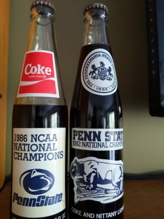 1982 & 1986 Penn State Ncaa National Champions Joe Paterno Coke Bottle