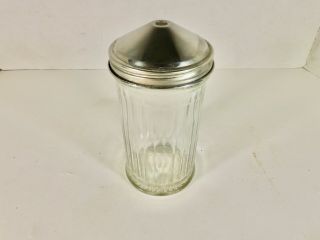 Vintage Ribbed Glass & Chrome Cone Top Sugar Dispenser Diner Style