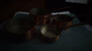 Vintage Copper Measuring Cups Set Of 4 Copper - Brass Handles Stack Or Hang Org