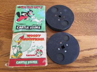Castle Films 16mm Woody Woodpecker Hollywood Matador & Big Bad Wolf